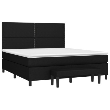 vidaXL Κρεβάτι Boxspring με Στρώμα Μαύρο 160x200 εκ. Υφασμάτινο