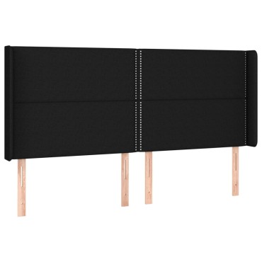 vidaXL Κρεβάτι Boxspring με Στρώμα & LED Μαύρο 160x200 εκ. Υφασμάτινο