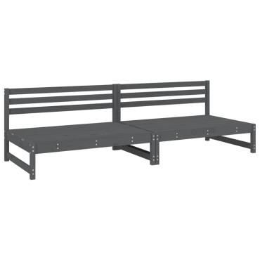 vidaXL Καναπέδες Κήπου Μεσαίοι 2 τεμ. Γκρι 120x80cm Μασίφ Ξύλο Πεύκου Διθέσιος