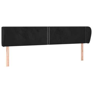 vidaXL Κεφαλάρι με Πτερύγια Μαύρο 163x23x78/88cm Βελούδινο 1 τεμ.