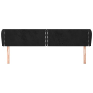 vidaXL Κεφαλάρι με Πτερύγια Μαύρο 163x23x78/88cm Βελούδινο 1 τεμ.