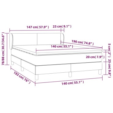 vidaXL Κρεβάτι Boxspring με Στρώμα Καπουτσίνο 140x190εκ.από Συνθ.Δέρμα