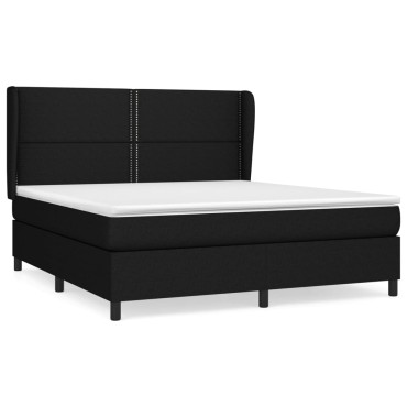 vidaXL Κρεβάτι Boxspring με Στρώμα Μαύρο 160x200 εκ. Υφασμάτινο