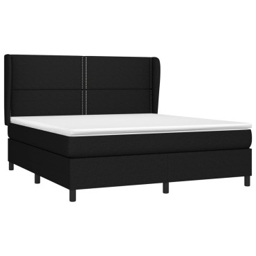 vidaXL Κρεβάτι Boxspring με Στρώμα Μαύρο 160x200 εκ. Υφασμάτινο