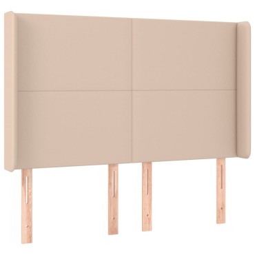 vidaXL Κρεβάτι Boxspring Στρώμα&LED Καπουτσίνο 140x190 εκ. Συνθ. Δέρμα