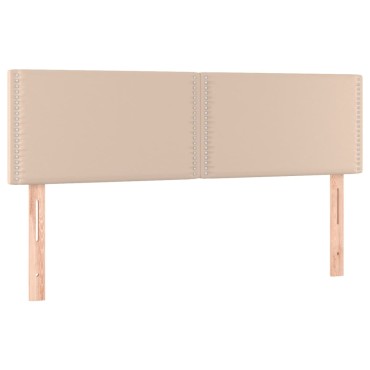 vidaXL Κρεβάτι Boxspring Στρώμα&LED Καπουτσίνο 140x190 εκ. Συνθ. Δέρμα