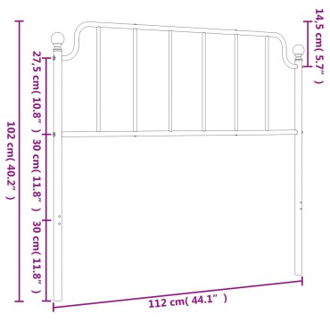 vidaXL Κεφαλάρι Λευκό Μεταλλικό 112x4x102cm 1 τεμ.
