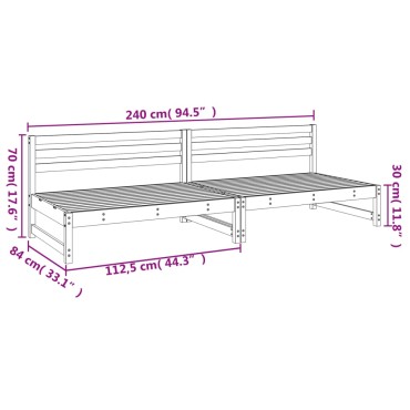 vidaXL Καναπέδες Κήπου Μεσαίοι 2 τεμ. 120x80cm Εμποτισμένο Ξύλο Πεύκου Διθέσιος