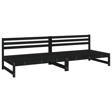 vidaXL Καναπέδες Κήπου Μεσαίοι 2 τεμ. Μαύροι 120x80cm Μασίφ Ξύλο Πεύκου Διθέσιος
