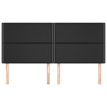 vidaXL Κεφαλάρια Κρεβατιού 4 τεμ. Μαύρο 100x5x78/88cmΣυνθετικό Δέρμα