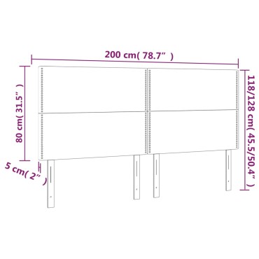 vidaXL Κεφαλάρια Κρεβατιού 4 τεμ. Μαύρο 100x5x78/88cmΣυνθετικό Δέρμα