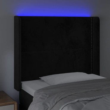 vidaXL Κεφαλάρι Κρεβατιού LED Μαύρο 83x16x118/128cm Βελούδινο 1 τεμ.