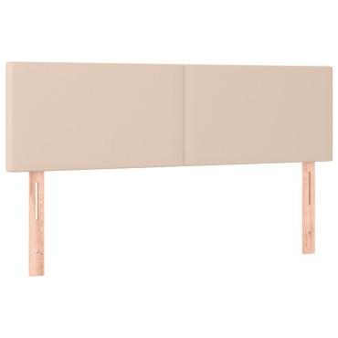 vidaXL Κρεβάτι Boxspring Στρώμα&LED Καπουτσίνο 140x190 εκ. Συνθ. Δέρμα