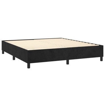 vidaXL Κρεβάτι Boxspring με Στρώμα & LED Μαύρο 160x200cm Βελούδινο 1 τεμ. - Διπλό