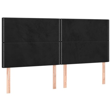 vidaXL Κρεβάτι Boxspring με Στρώμα & LED Μαύρο 160x200cm Βελούδινο 1 τεμ. - Διπλό