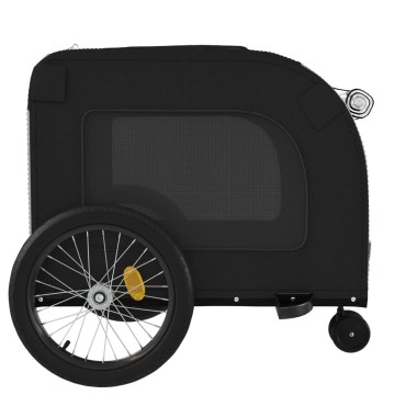 vidaXL Τρέιλερ Ποδηλάτου Κατοικίδιων Μαύρο/Γκρι Ύφασμα Oxford/Σίδηρος
