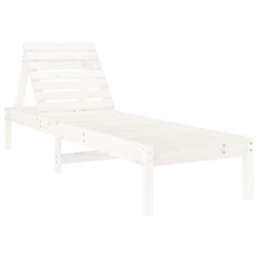 vidaXL Ξαπλώστρα Λευκή 199,5x60x74cm από Μασίφ Ξύλο Πεύκου 1 τεμ.