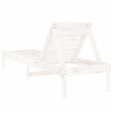 vidaXL Ξαπλώστρα Λευκή 199,5x60x74cm από Μασίφ Ξύλο Πεύκου 1 τεμ.