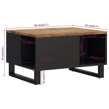 vidaXL Τραπεζάκι Σαλονιού 60x50x35cm από Μασίφ Ξύλο Μάνγκο 1 τεμ.