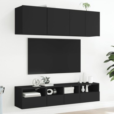 vidaXL Έπιπλο Τοίχου Τηλεόρασης Μαύρο 40x30x30cm από Επεξ. Ξύλο
