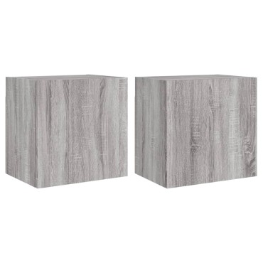 vidaXL Έπιπλα Τοίχου Τηλ. 2 τεμ. Γκρι Sonoma 40,5x30x40cm Επ. Ξύλο