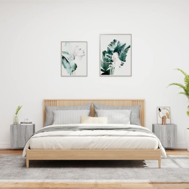 vidaXL Έπιπλα Τοίχου Τηλ. 2 τεμ. Γκρι Sonoma 40,5x30x40cm Επ. Ξύλο