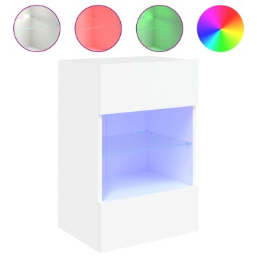 vidaXL Έπιπλο Τοίχου Τηλεόρασης με LED Λευκό 40x30x60,5cm