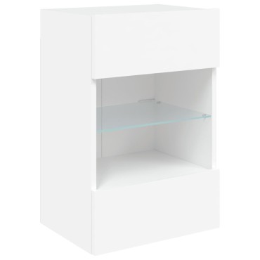 vidaXL Έπιπλο Τοίχου Τηλεόρασης με LED Λευκό 40x30x60,5cm