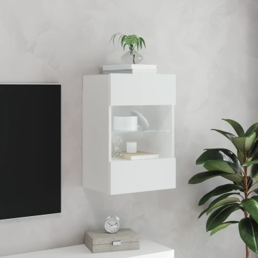 vidaXL Έπιπλο Τοίχου Τηλεόρασης με LED Λευκό 40x30x60,5cm