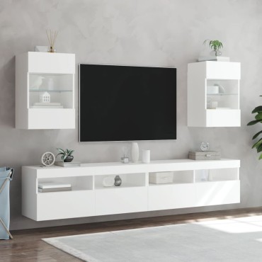 vidaXL Έπιπλο Τοίχου Τηλεόρασης με LED Λευκό 40x30x60,5cm