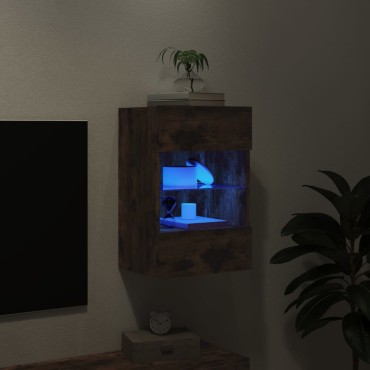 vidaXL Έπιπλο Τοίχου Τηλεόρασης με LED Καπνιστή Δρυς 40x30x60,5cm