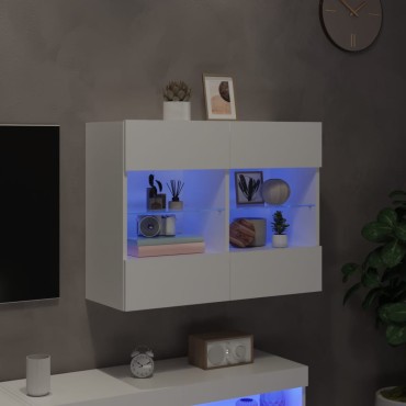 vidaXL Έπιπλο Τοίχου Τηλεόρασης με LED Λευκό 78,5x30x60,5cm