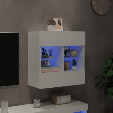 vidaXL Έπιπλο Τοίχου Τηλεόρασης με LED Λευκό 58,5x30x60,5cm
