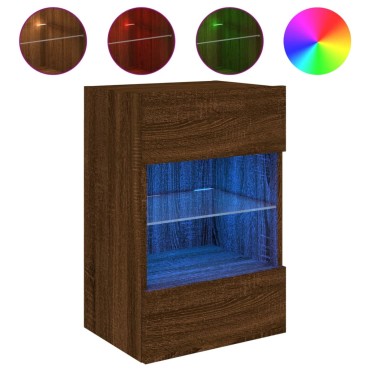 vidaXL Έπιπλο Τοίχου Τηλεόρασης με LED Καφέ Δρυς 40x30x60,5cm