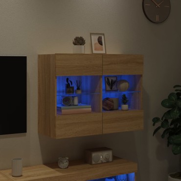vidaXL Έπιπλο Τοίχου Τηλεόρασης με LED Sonoma Δρυς 78,5x30x60,5cm