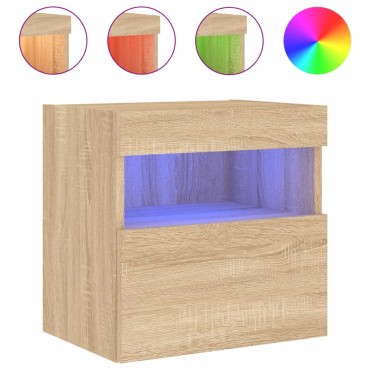 vidaXL Έπιπλα Τοίχου Τηλ. με LED 2 τεμ. Sonoma Δρυς 40x30x40cm