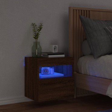 vidaXL Έπιπλο Τοίχου Τηλεόρασης με LED Καφέ Δρυς 40x30x40cm