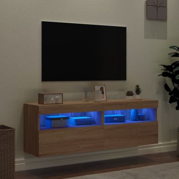 vidaXL Έπιπλα Τοίχου Τηλ. με LED 2 τεμ. Sonoma Δρυς 60x30x40cm