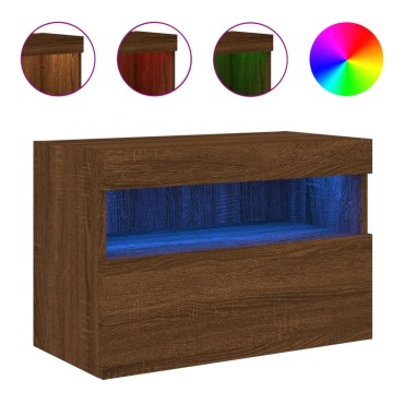 vidaXL Έπιπλο Τοίχου Τηλεόρασης με LED Καφέ Δρυς 60x30x40cm