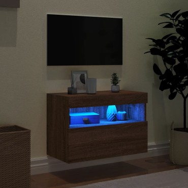 vidaXL Έπιπλο Τοίχου Τηλεόρασης με LED Καφέ Δρυς 60x30x40cm