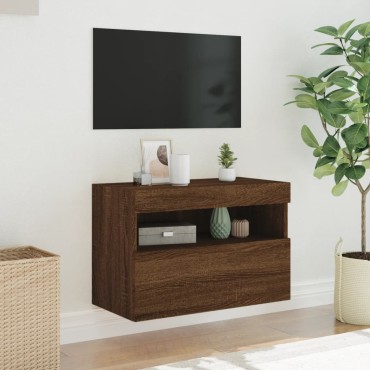 vidaXL Έπιπλο Τοίχου Τηλεόρασης με LED Καφέ Δρυς 60x30x40cm