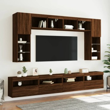 vidaXL Έπιπλο Τοίχου Τηλεόρασης με LED Καφέ Δρυς 60x30x40cm