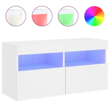 vidaXL Έπιπλο Τοίχου Τηλεόρασης με LED Λευκό 80x30x40cm