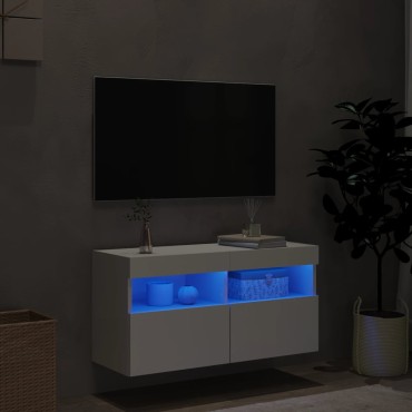 vidaXL Έπιπλο Τοίχου Τηλεόρασης με LED Λευκό 80x30x40cm