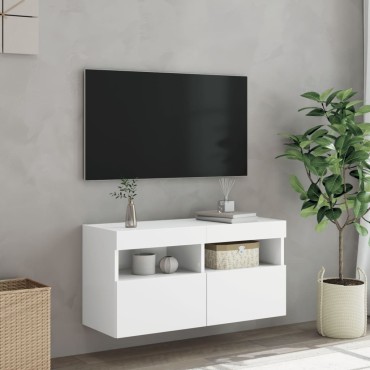 vidaXL Έπιπλο Τοίχου Τηλεόρασης με LED Λευκό 80x30x40cm