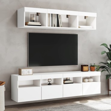 vidaXL Έπιπλο Τοίχου Τηλεόρασης με LED Λευκό 80x30x40cm