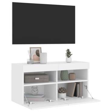 vidaXL Έπιπλο Τοίχου Τηλεόρασης με LED Λευκό 80x30x40cm