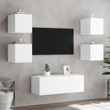 vidaXL Έπιπλο Τοίχου Τηλεόρασης με LED Λευκό 30,5x35x30cm