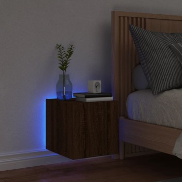 vidaXL Έπιπλο Τοίχου Τηλεόρασης με LED Καφέ Δρυς 30,5x35x30cm