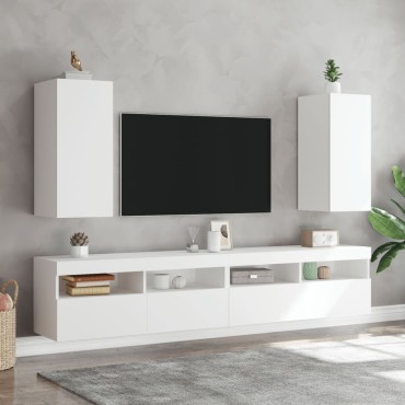 vidaXL Έπιπλο Τοίχου Τηλεόρασης με LED Λευκό 30,5x35x70cm